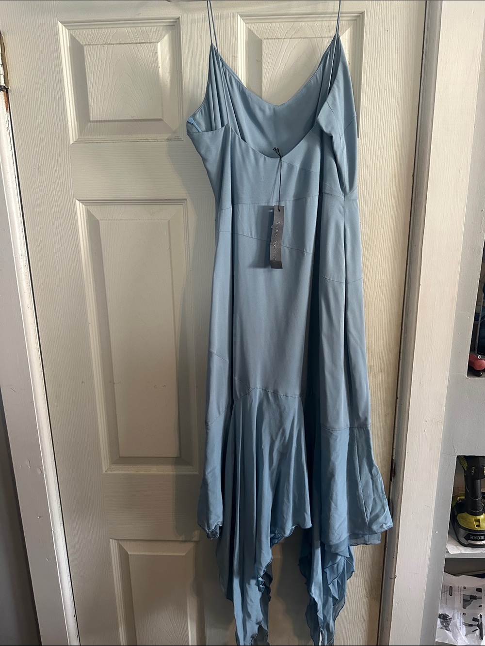 Yigal Azrouel Light Blue Asymmetrical Handkerchief Slip Dress